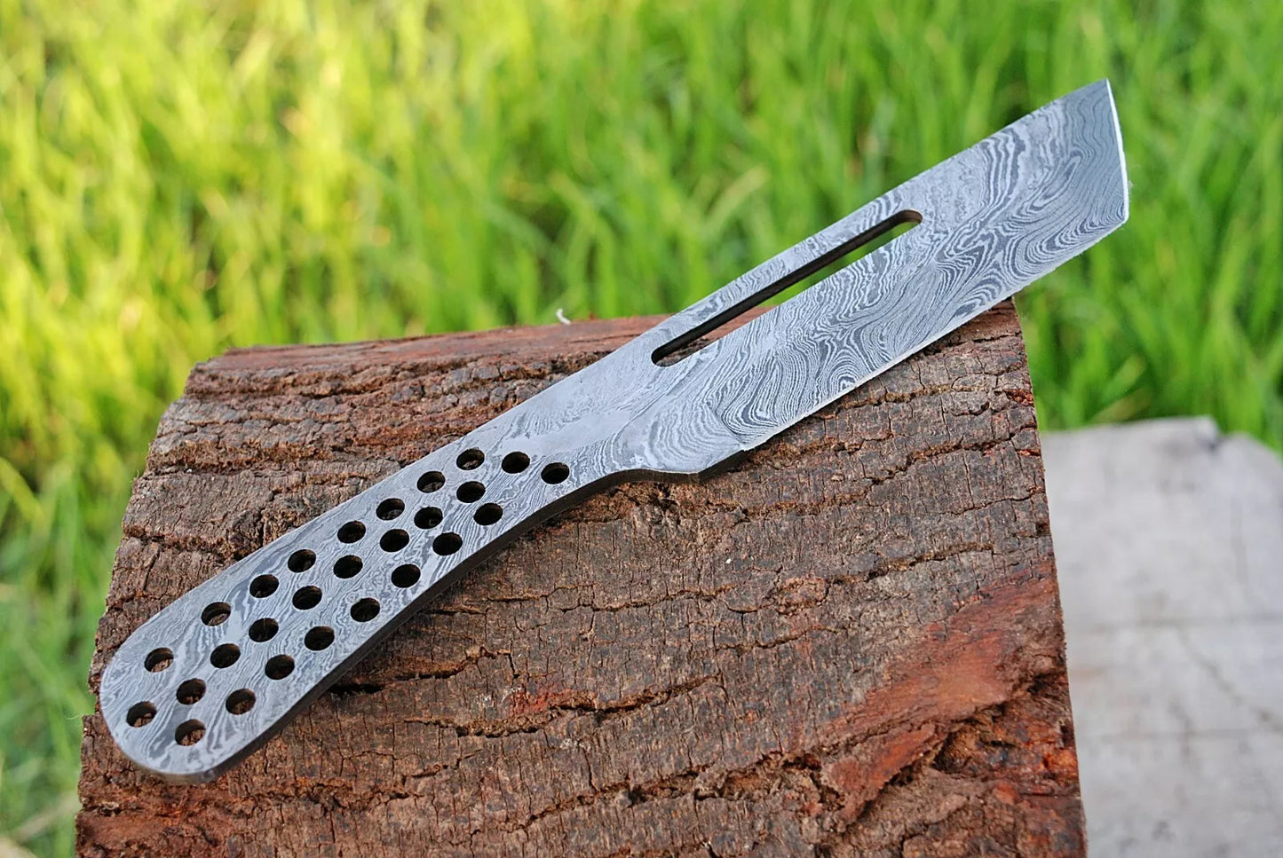 HAND FORGED DAMASCUS STEEL BLANK BLADE TANTO HUNTING FULL TANG KNIFE
