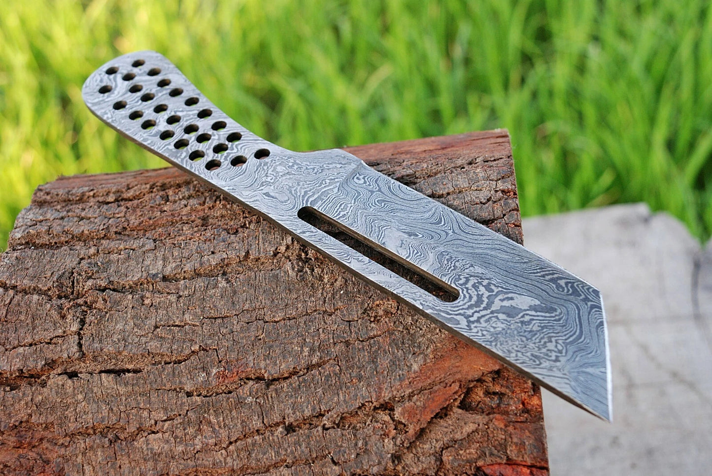HAND FORGED DAMASCUS STEEL BLANK BLADE TANTO HUNTING FULL TANG KNIFE