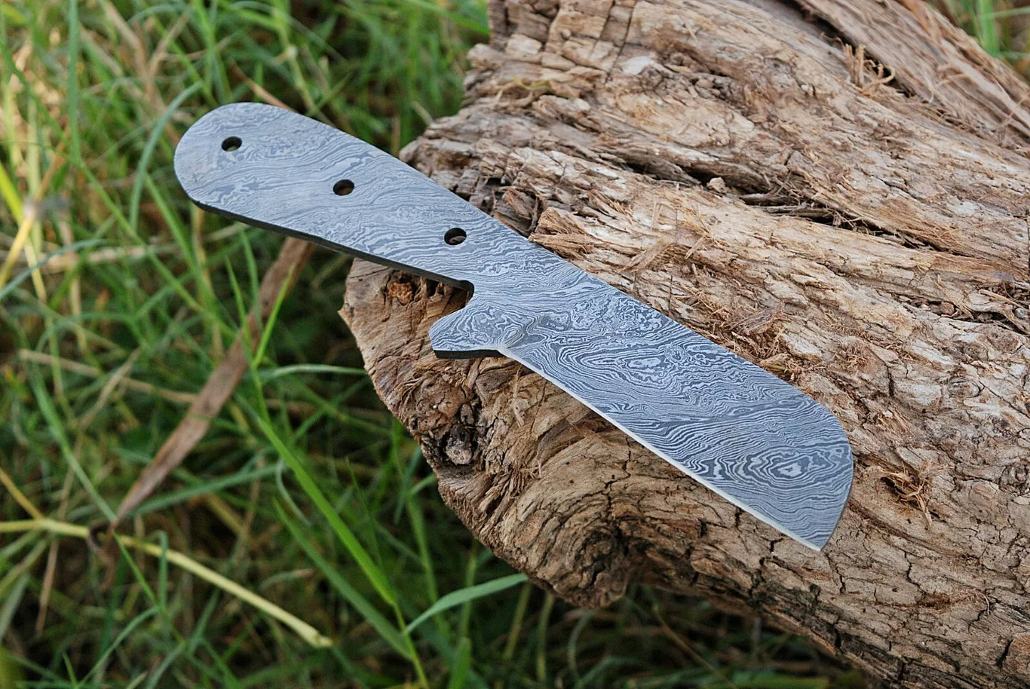 CUSTOM HAND FORGED DAMASCUS STEEL HUNTING BLANK BLADE KNIFE