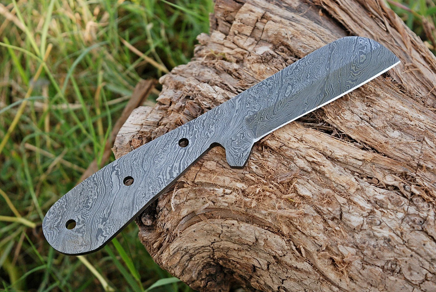 CUSTOM HAND FORGED DAMASCUS STEEL HUNTING BLANK BLADE KNIFE