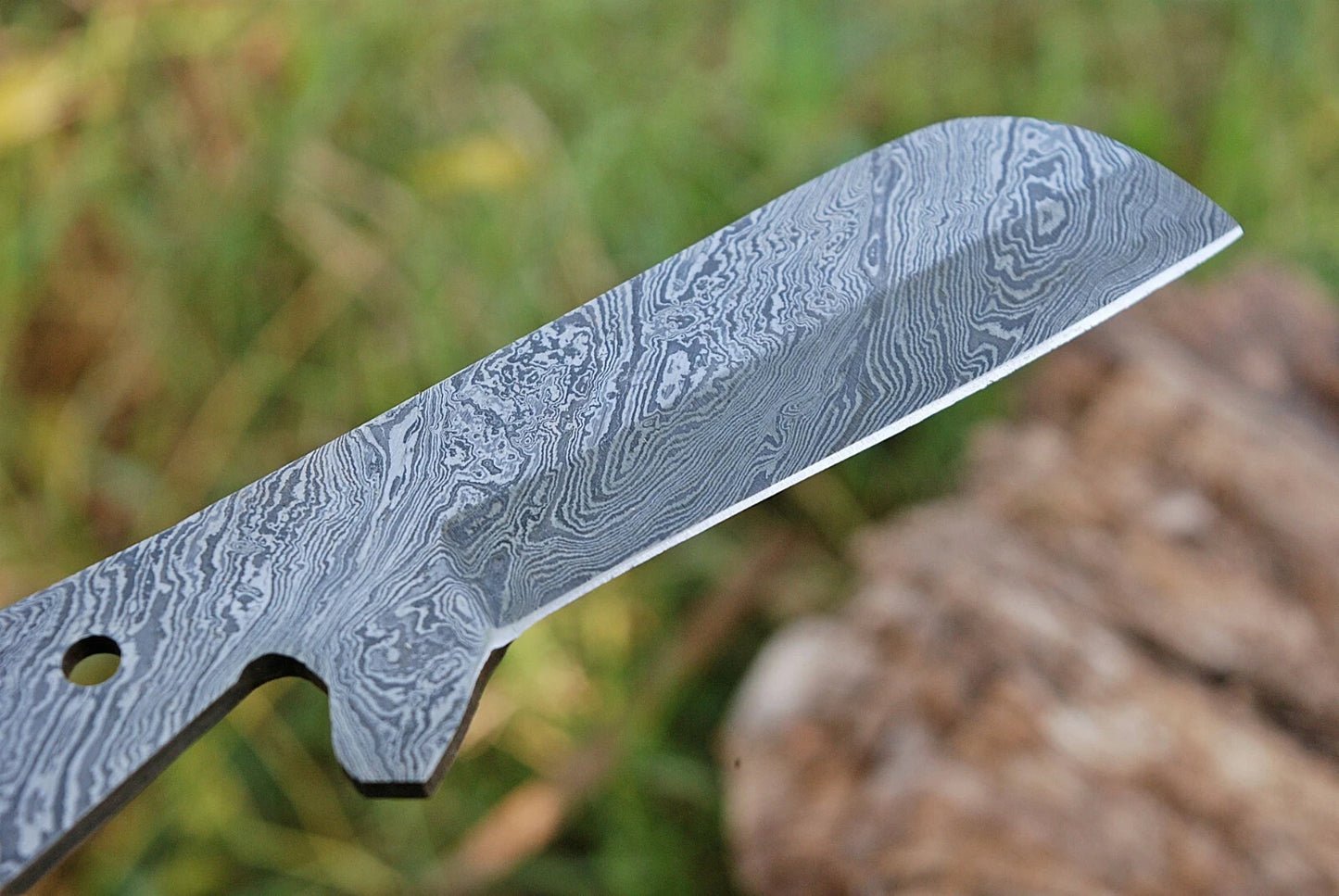 CUSTOM HAND FORGED DAMASCUS STEEL HUNTING BLANK BLADE KNIFE
