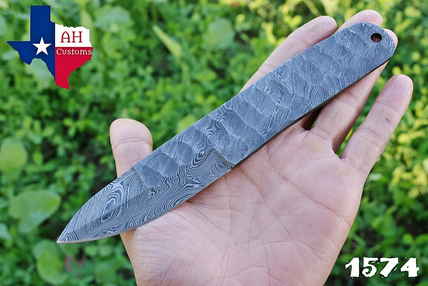 8"CUSTOM HAND FORGED DAMASCUS STEEL HUNTING BLANK BLADE KNIFE FULL TANG