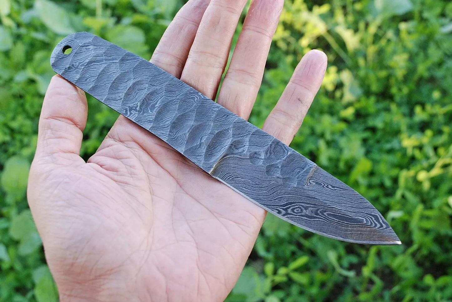 8"CUSTOM HAND FORGED DAMASCUS STEEL HUNTING BLANK BLADE KNIFE FULL TANG