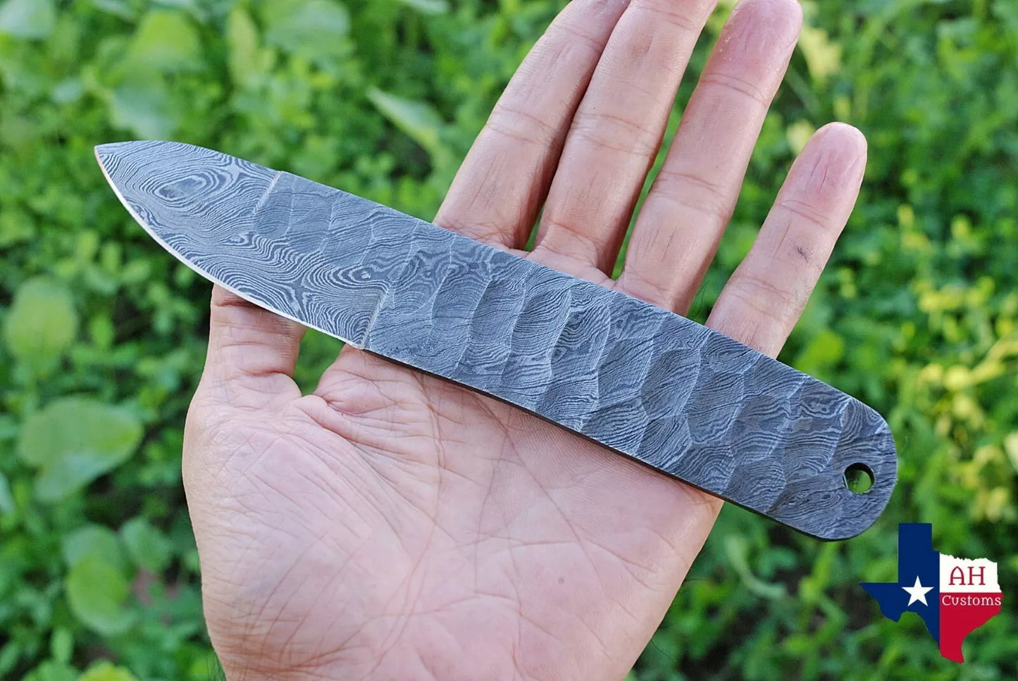 8"CUSTOM HAND FORGED DAMASCUS STEEL HUNTING BLANK BLADE KNIFE FULL TANG
