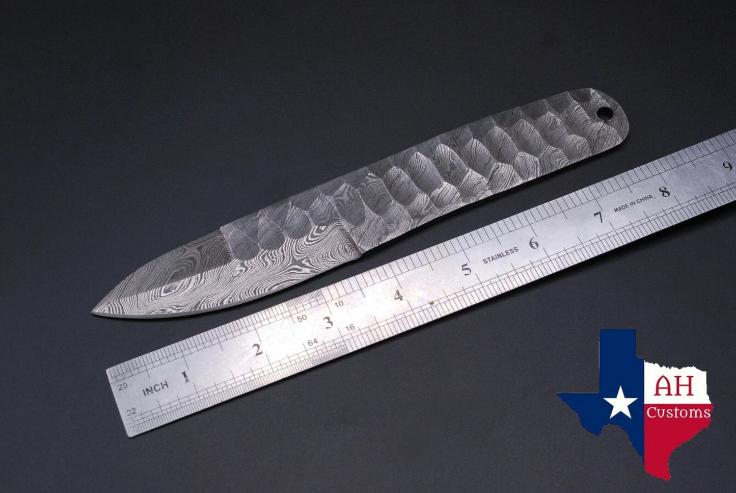 8"CUSTOM HAND FORGED DAMASCUS STEEL HUNTING BLANK BLADE KNIFE FULL TANG