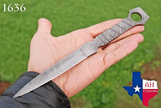 HAND FORGED DAMASCUS STEEL HUNTING BLANK BLADE KNIFE FULL TANG