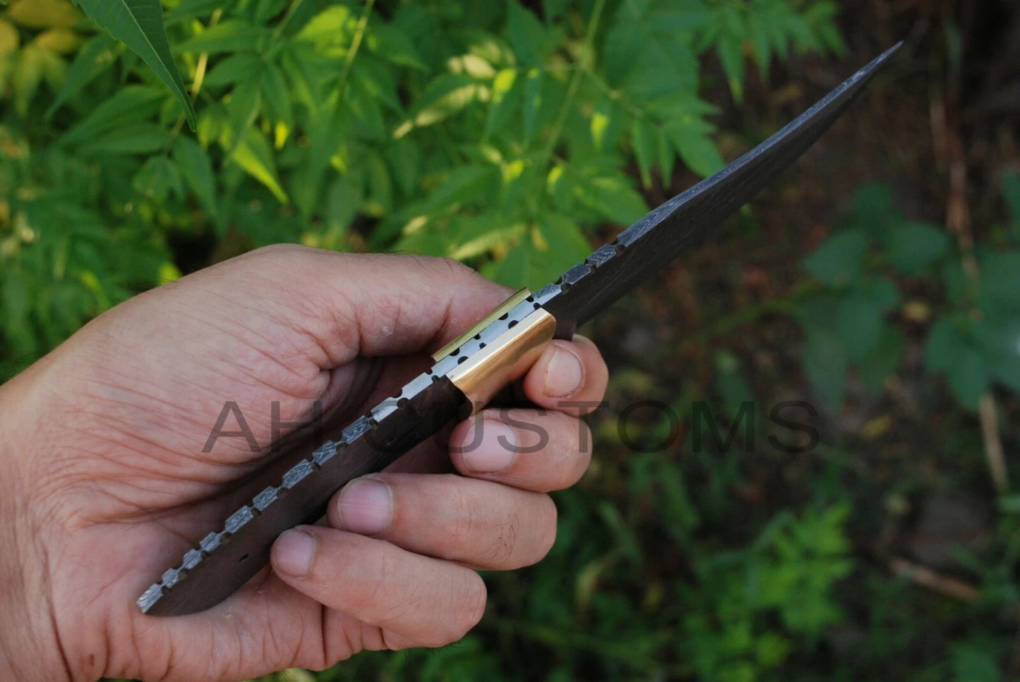 8"CUSTOM HAND FORGED DAMASCUS STEEL HUNTING BLANK BLADE KNIFE FULL TANG