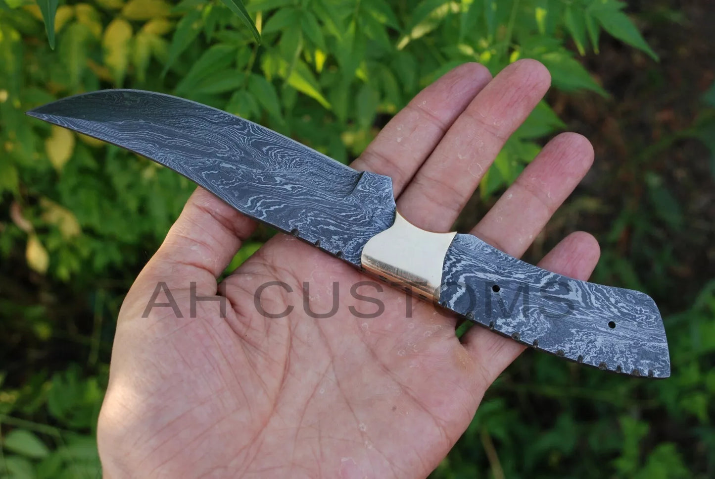 8"CUSTOM HAND FORGED DAMASCUS STEEL HUNTING BLANK BLADE KNIFE FULL TANG