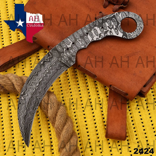 FULL TANG HAND FORGED DAMASCUS STEEL KARAMBIT KNIFE BLANK BLADE