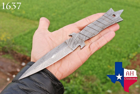 HAND FORGED DAMASCUS STEEL HUNTING BLANK BLADE KNIFE FULL TANG