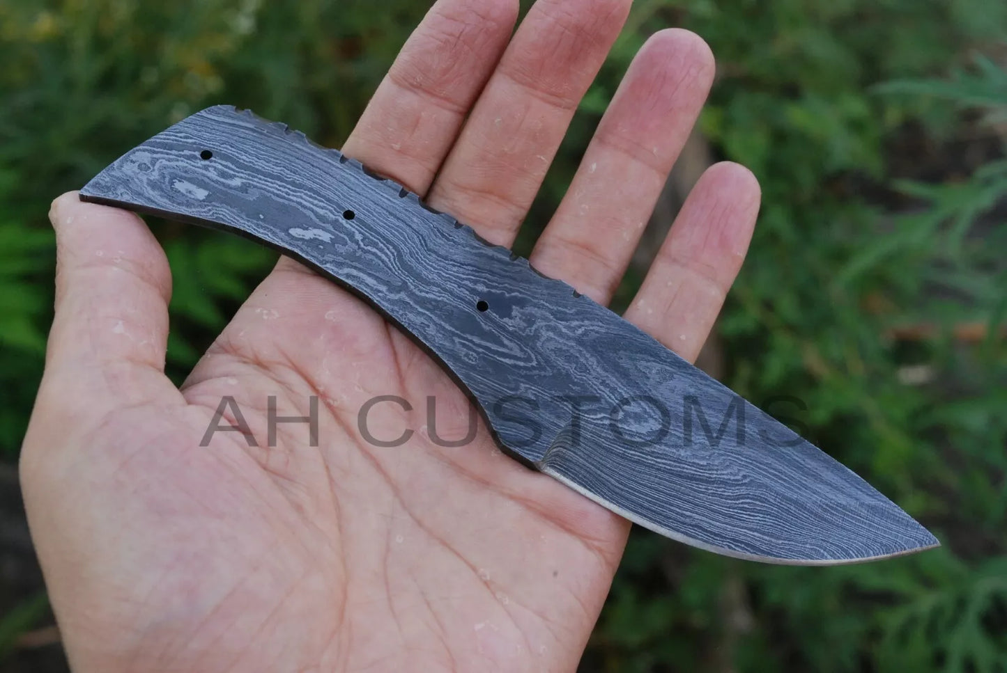 CUSTOM HAND FORGED DAMASCUS STEEL HUNTING BLANK BLADE KNIFE FULL TANG