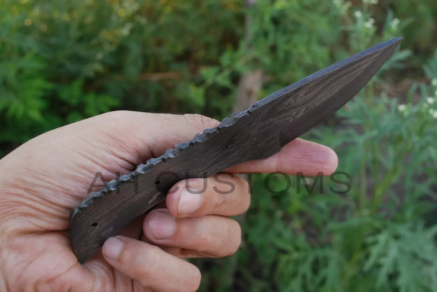 CUSTOM HAND FORGED DAMASCUS STEEL HUNTING BLANK BLADE KNIFE FULL TANG