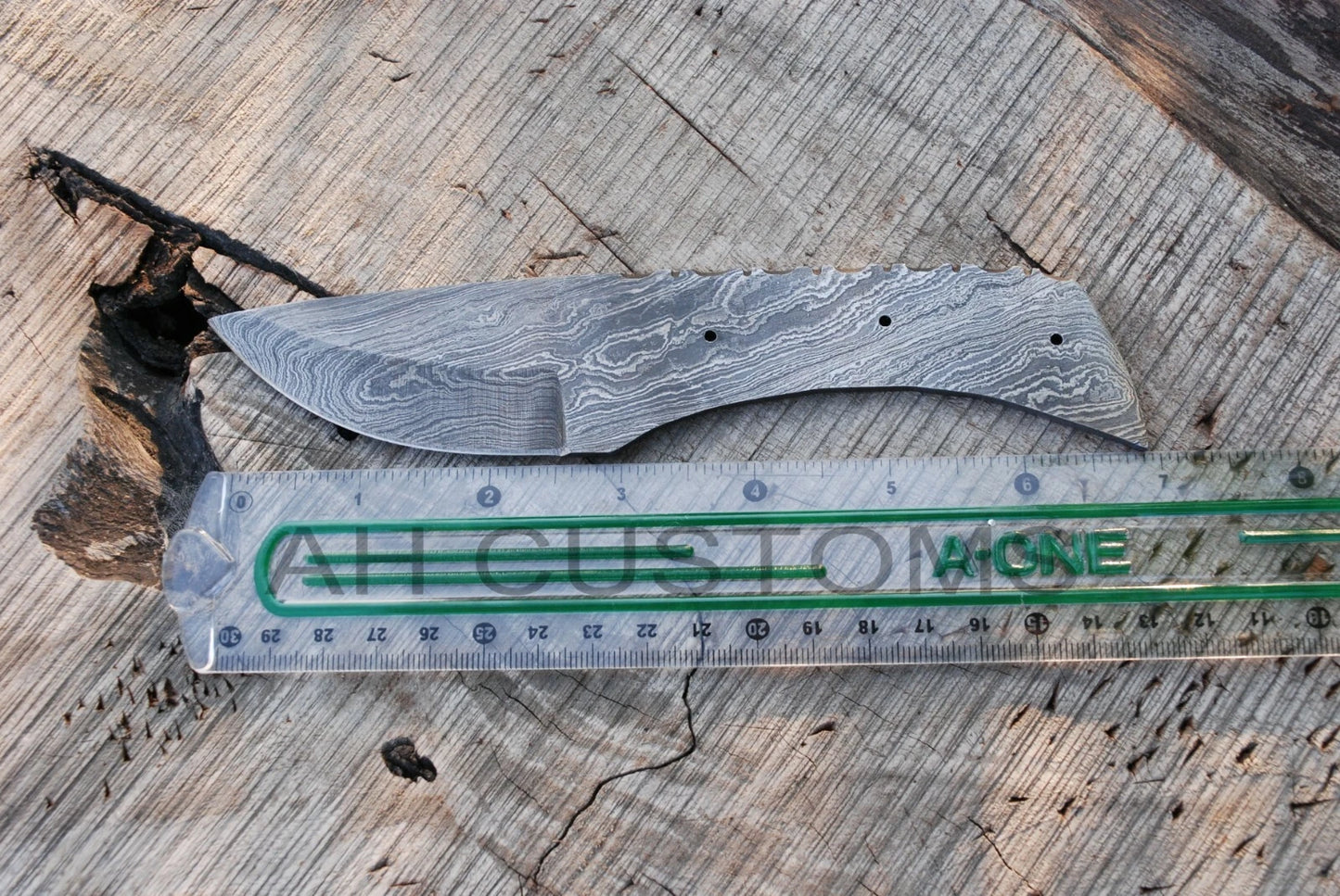 CUSTOM HAND FORGED DAMASCUS STEEL HUNTING BLANK BLADE KNIFE FULL TANG