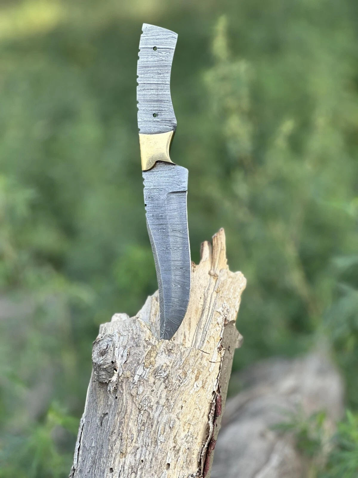 8"CUSTOM HAND FORGED DAMASCUS STEEL HUNTING BLANK BLADE KNIFE FULL TANG
