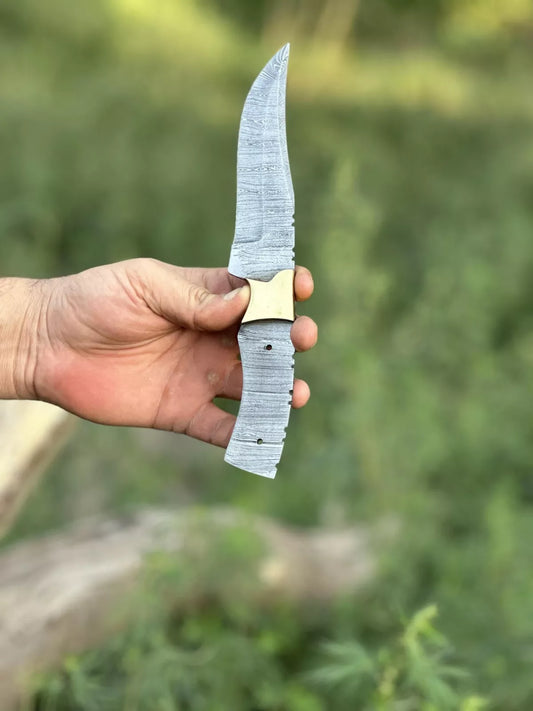 8"CUSTOM HAND FORGED DAMASCUS STEEL HUNTING BLANK BLADE KNIFE FULL TANG