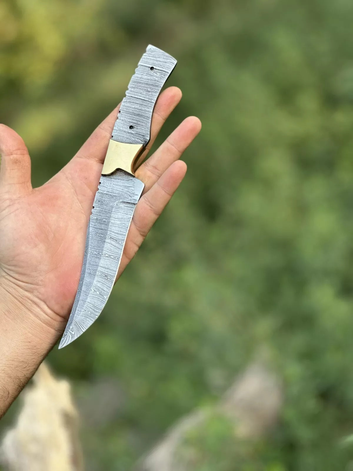 8"CUSTOM HAND FORGED DAMASCUS STEEL HUNTING BLANK BLADE KNIFE FULL TANG