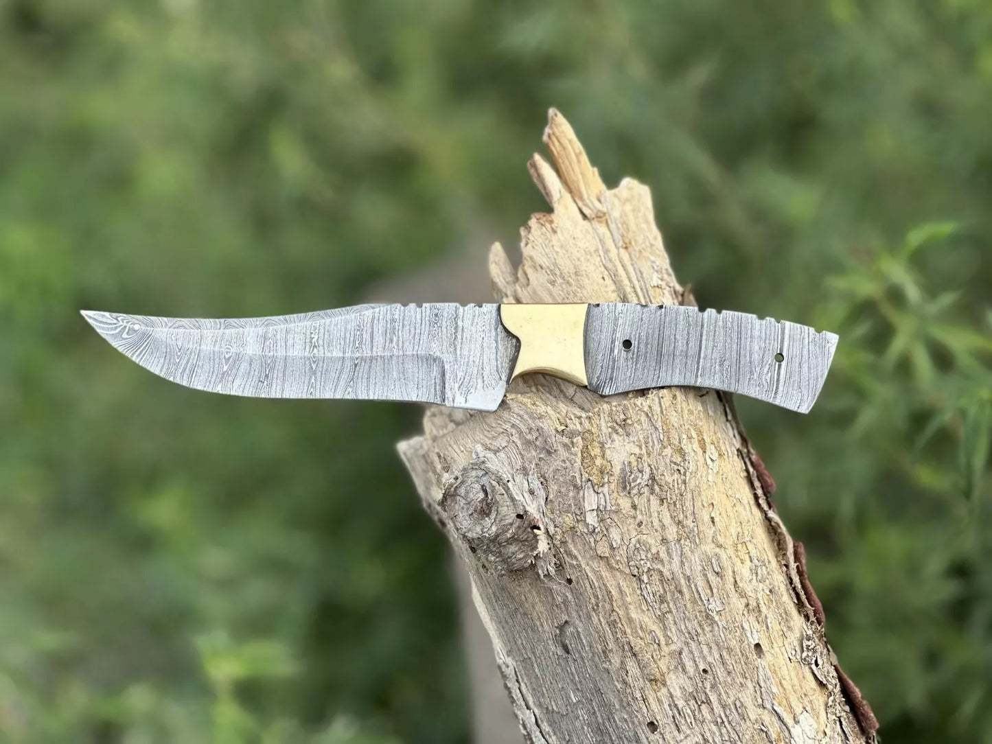 8"CUSTOM HAND FORGED DAMASCUS STEEL HUNTING BLANK BLADE KNIFE FULL TANG