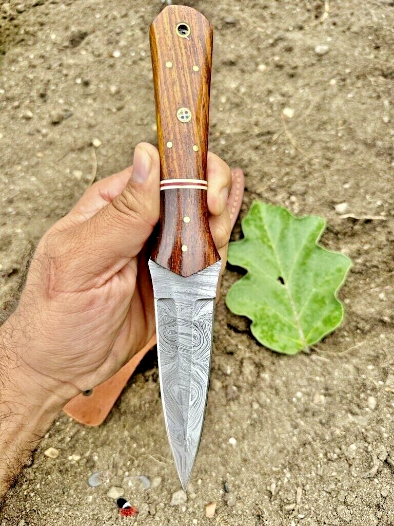 Handmade Damascus Steel Double Edged Dagger  Everyday Carry Anniversary Gift For Him Groomsmen Gift Collectible Knife