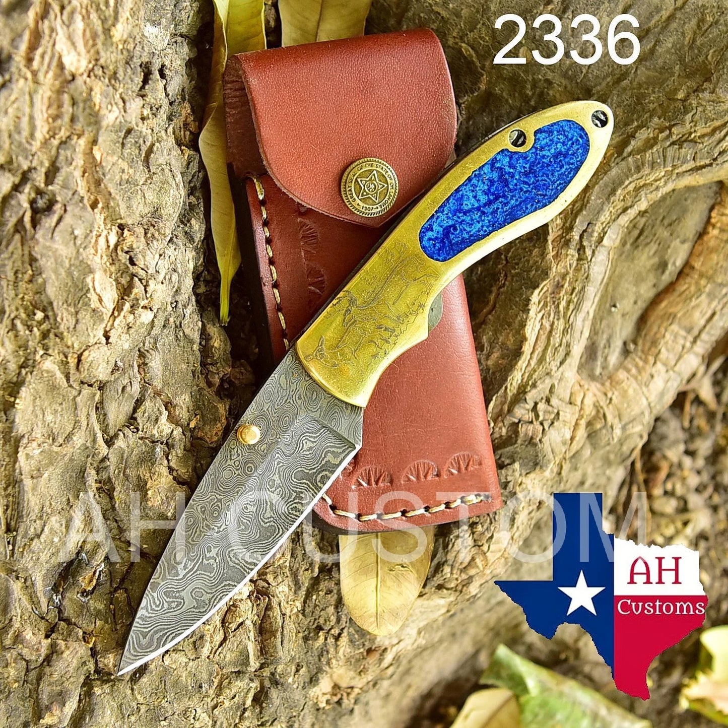 Custom Handmade Damascus Steel Folding Pocket Knife with Brass Handle – 512 Layers EDC Knife with Leather Sheath