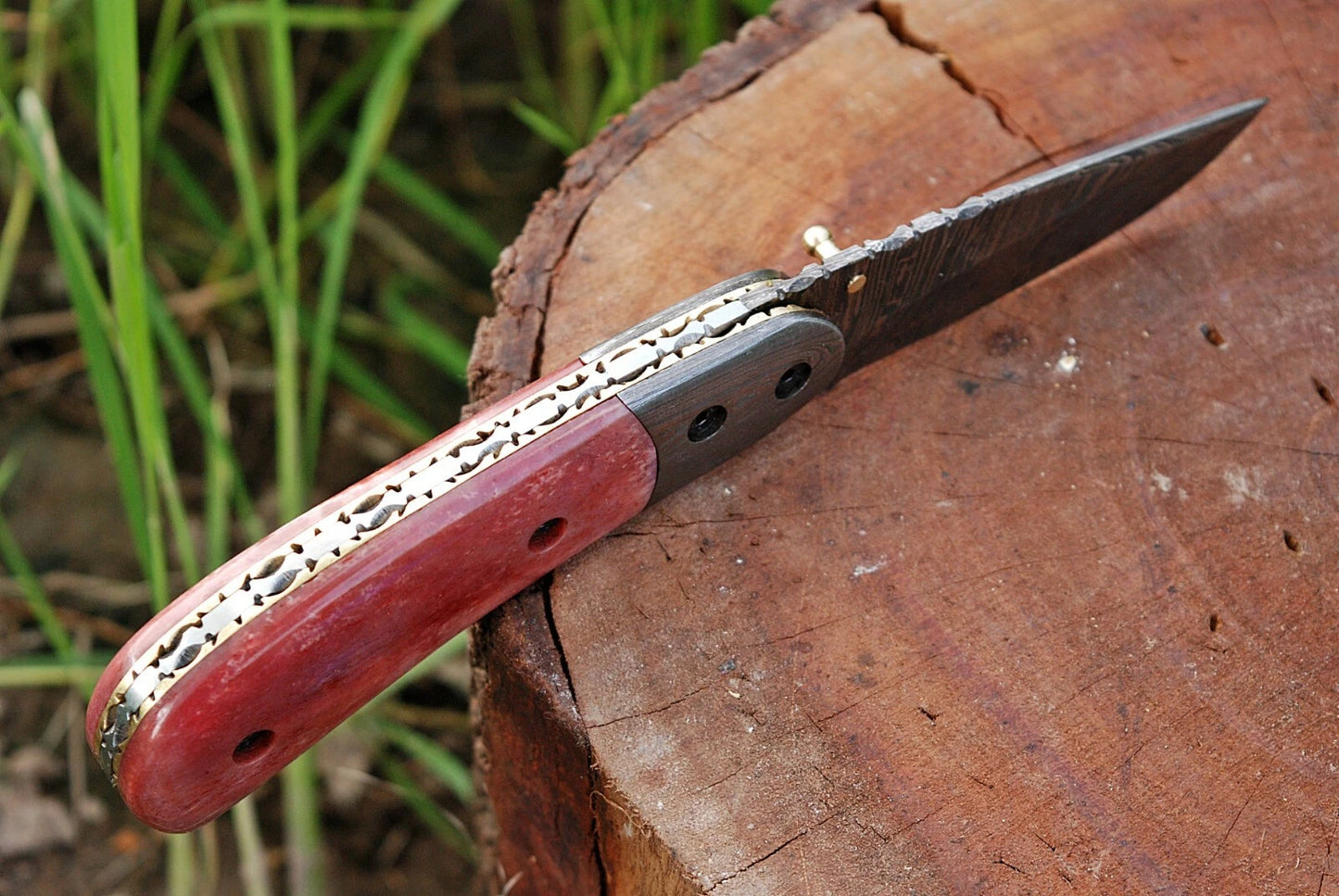 Custom Handmade Damascus Steel Folding Pocket Knife – 512 Layers Camping & EDC Knife with Leather Sheath
