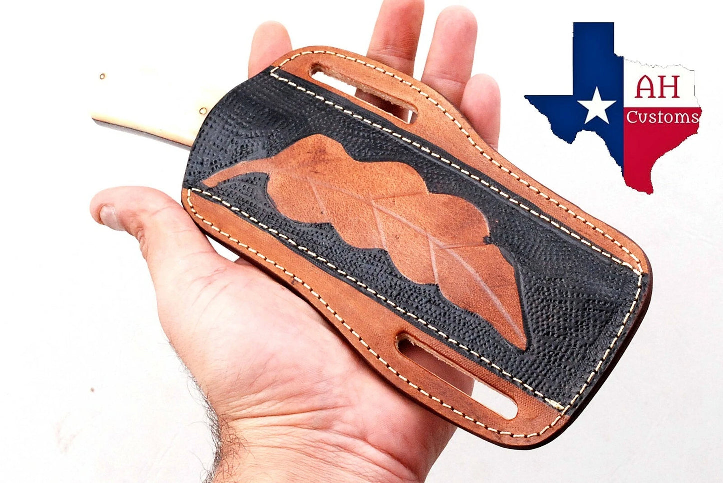 Custom Handmade Leather Horizontal Knife Sheath – Hand Engraved Universal Holder (8 Inch)