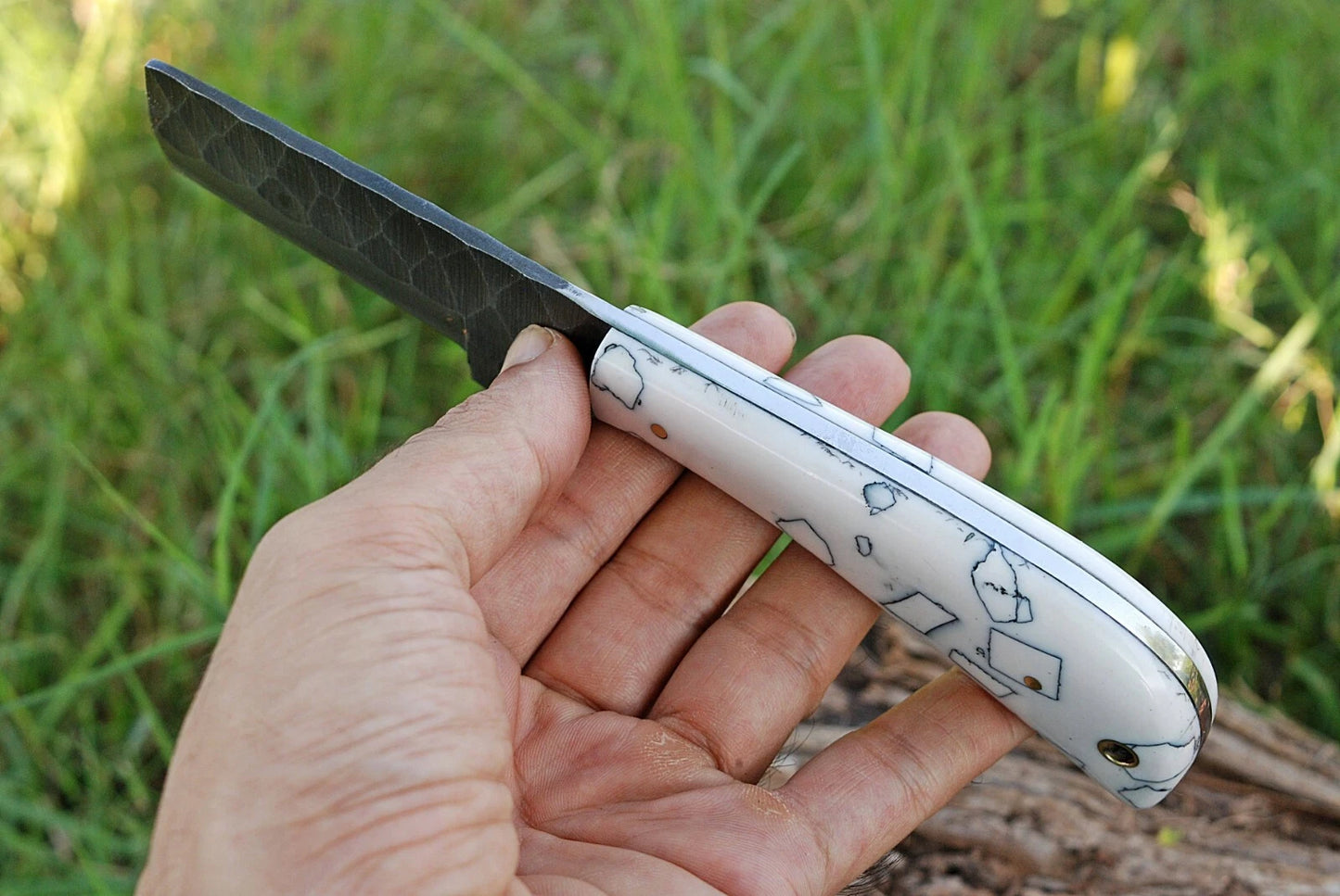 Premium Hand-Forged Railroad Steel Fixed Blade Tool – Raised Handle Leather Sheath Included