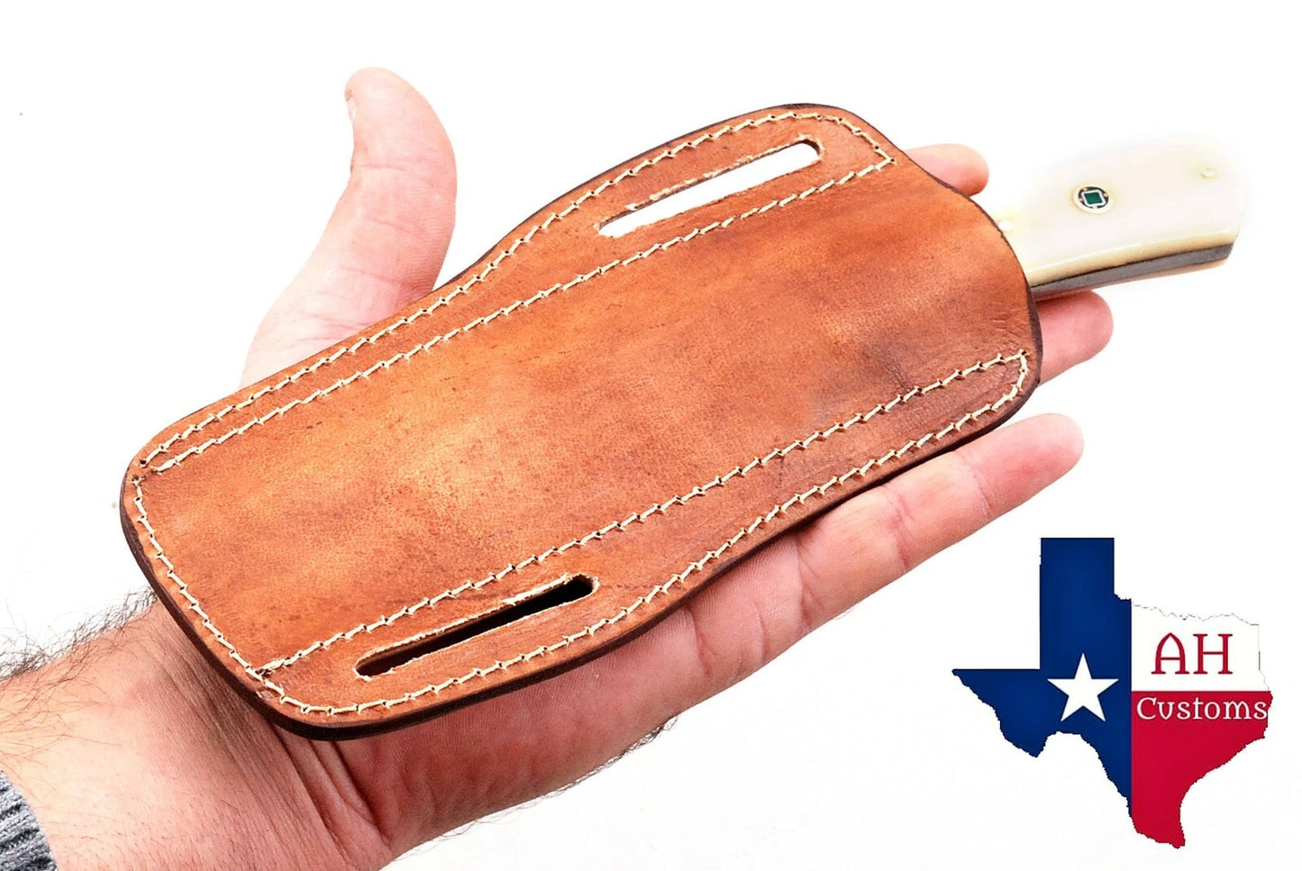 Custom Handmade Leather Horizontal Knife Sheath – Hand Engraved Universal Holder (8 Inch)