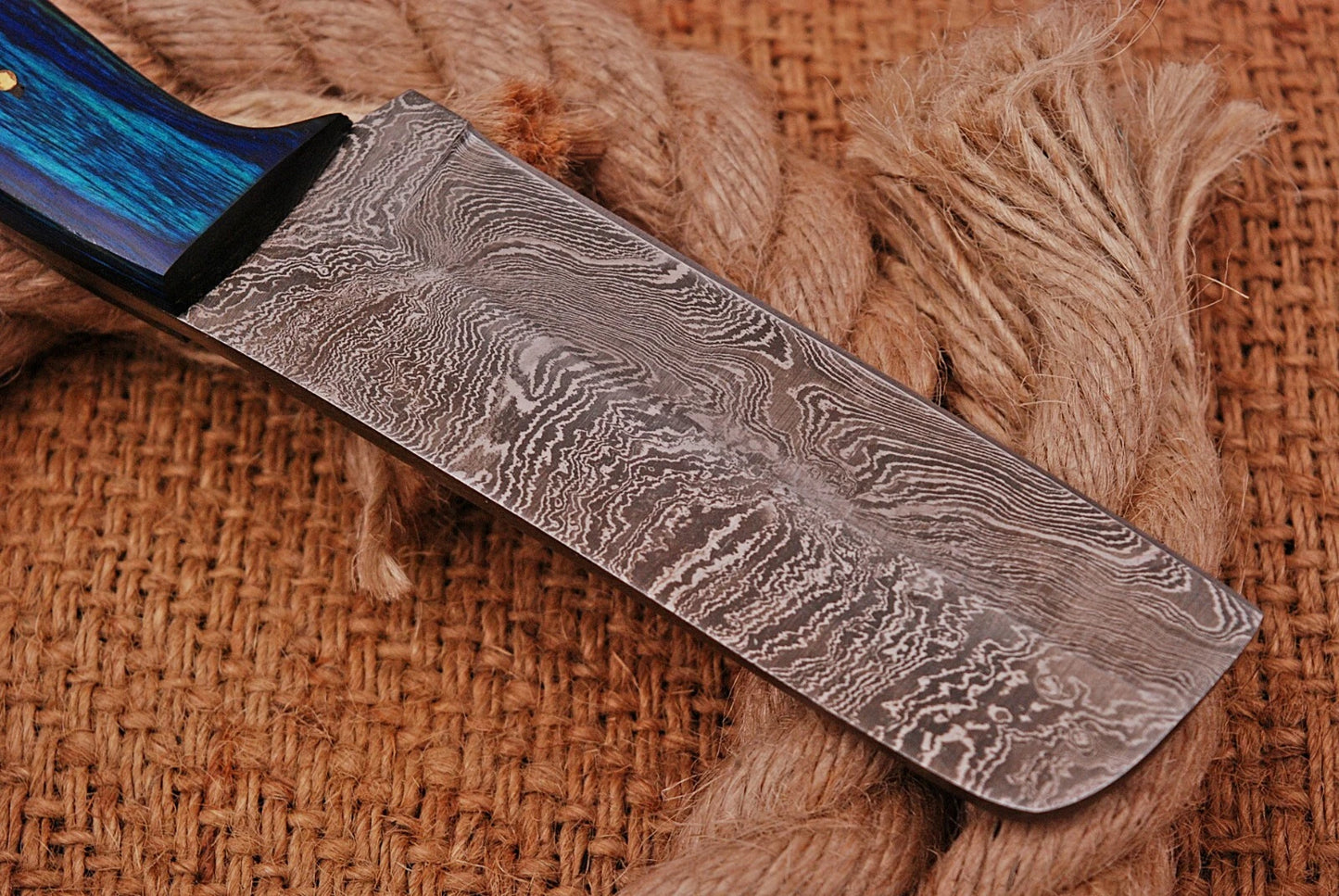 Premium Hand-Forged Damascus Steel Fixed Blade Tool – Pukka Wood Handle with Bone & Wood Handle – Compact Utility Tool Leather Sheath Included