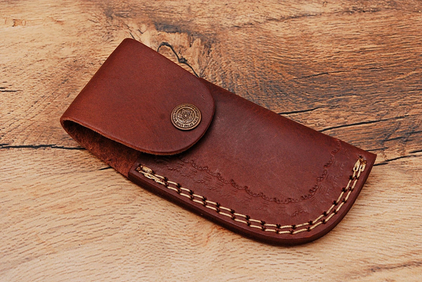 Handmade 512-Layer Damascus Steel Folding Pocket Knife with Resin Handle & Leather Sheath