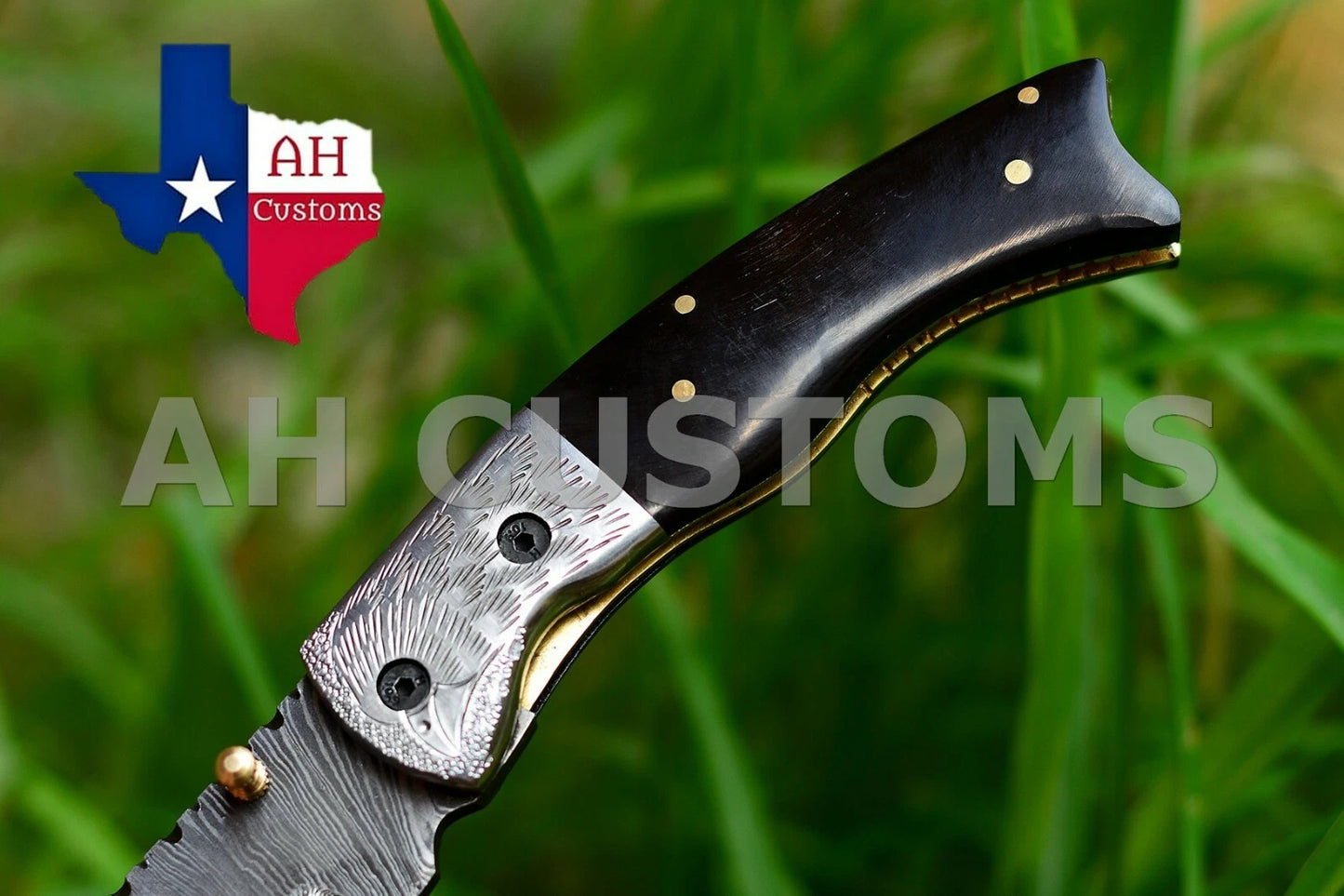 Handmade 512-Layer Damascus Steel Folding Pocket Knife with Leather Sheath