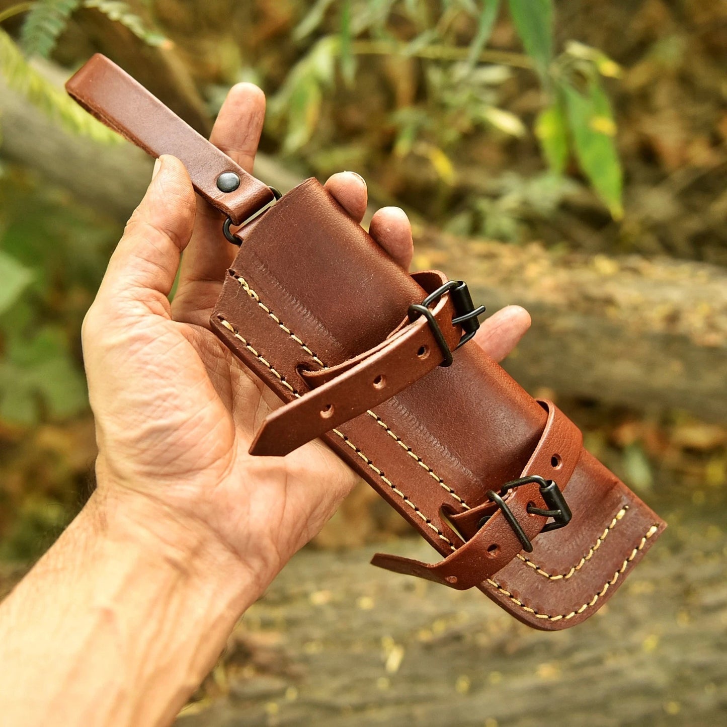 Handmade Genuine Leather Fixed Blade Sheath – Hand Engraved Universal Belt Sheath