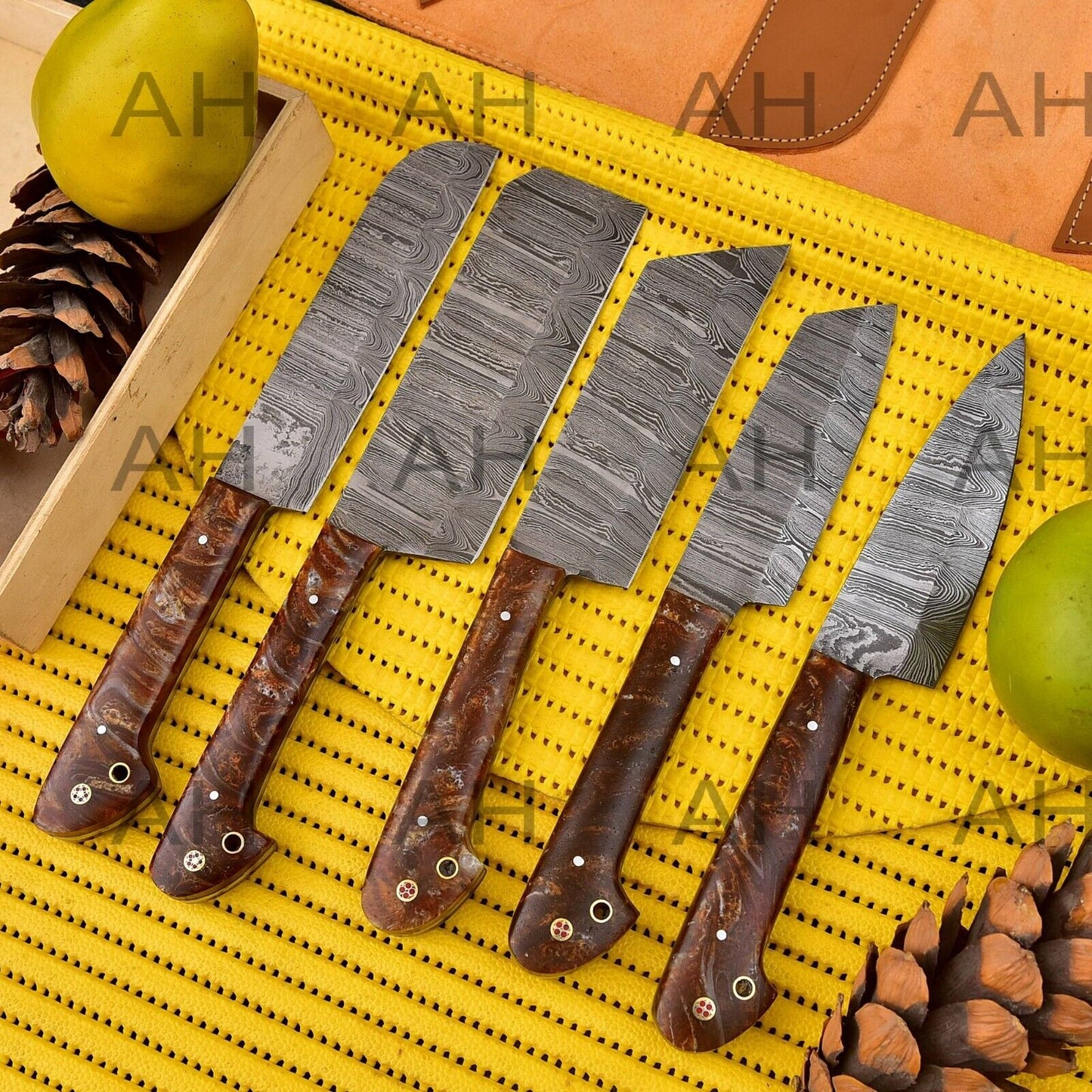 Hand Forged Carbon Steel Chef Set Everyday Carry Anniversary Gift For Him Groomsmen Gift Gift For A Chef With Engraved Wood Handle 2389