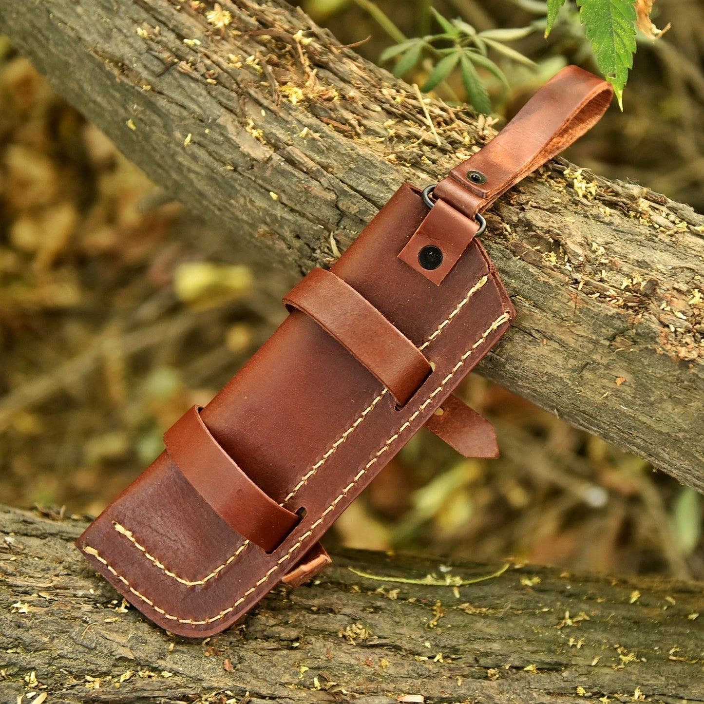 Handmade Genuine Leather Fixed Blade Sheath – Hand Engraved Universal Belt Sheath