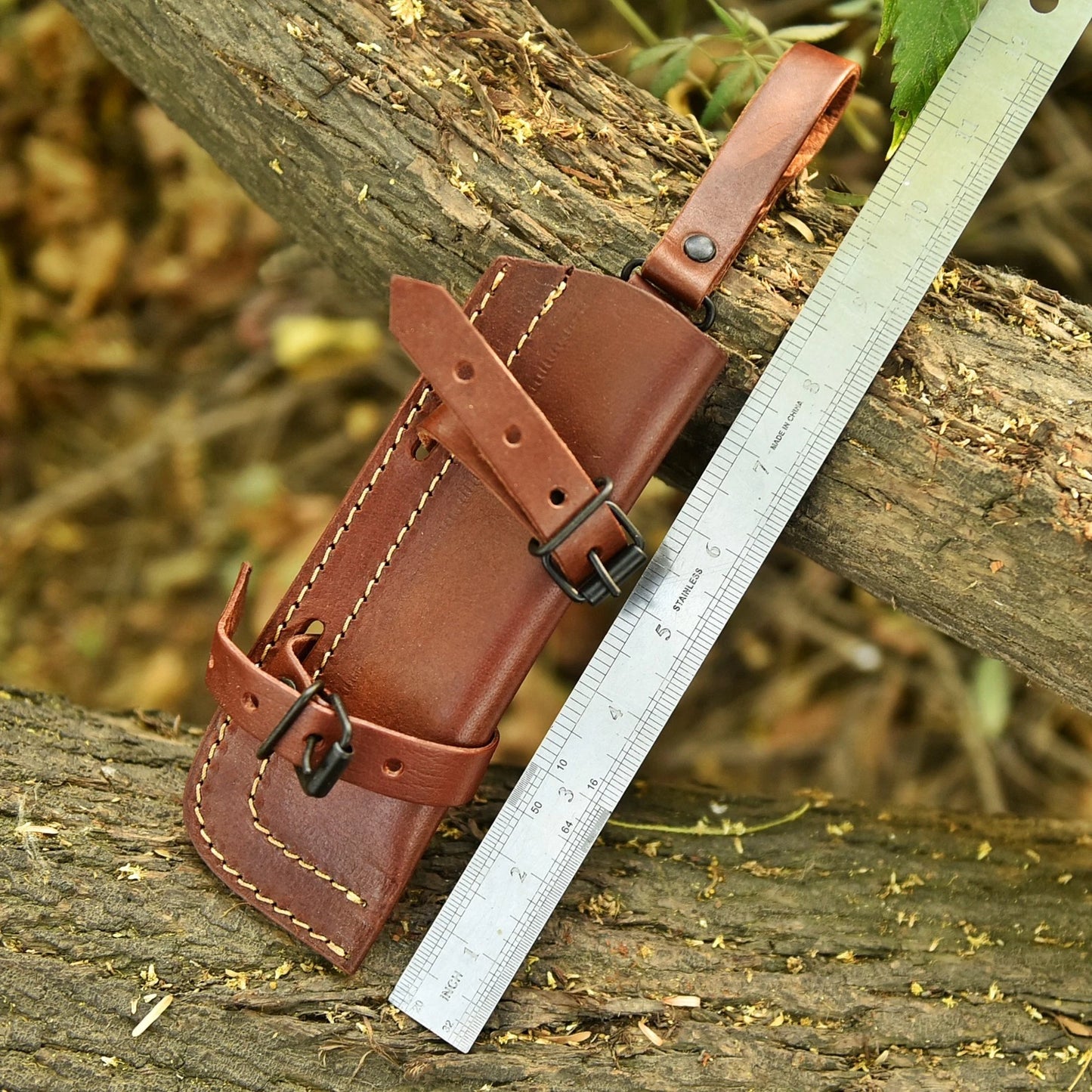 Handmade Genuine Leather Fixed Blade Sheath – Hand Engraved Universal Belt Sheath