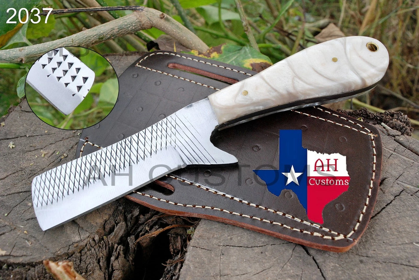 Handmade Horse File Steel Bull Cutter Knife with Cross Leather Sheath – Forged Outdoor & Collector Blade