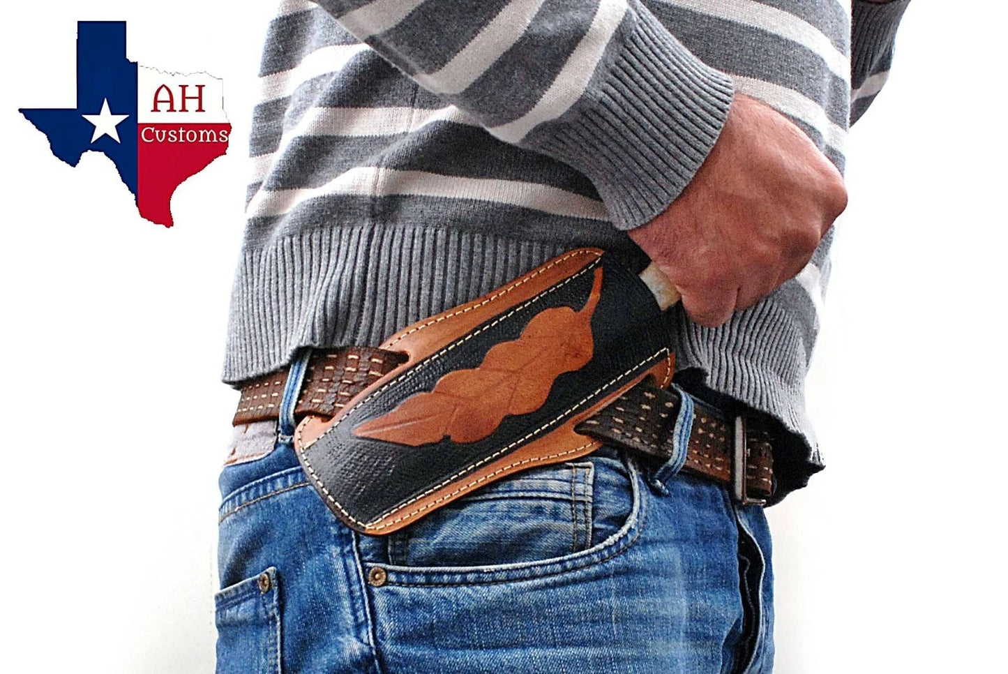 Custom Handmade Leather Horizontal Knife Sheath – Hand Engraved Universal Holder (8 Inch)